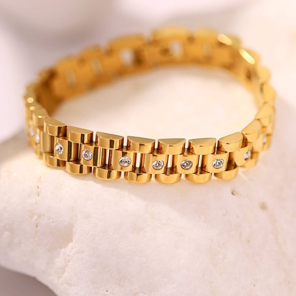 18K Gold-Plated Watch Band Bracelet For Women - Picture 2 of 4